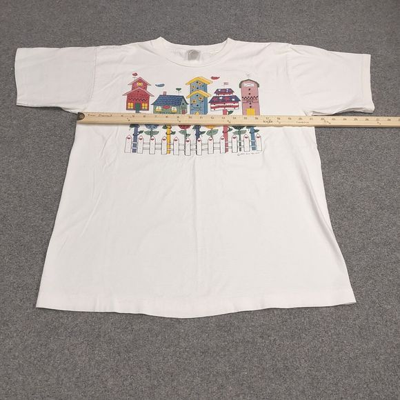Vintage 1995 Melhart Designs Single Stitch  Bird Houses White T-Shirt Size Large - Picture 8 of 10